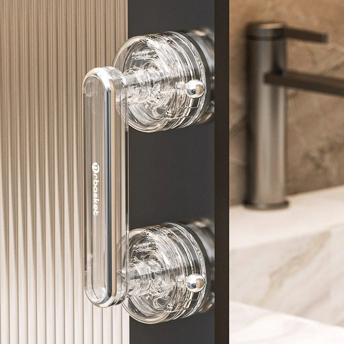 Suction Cup Glass Door Handle No Drilling Bathroom Shower Door Pull Handle Strong Grip for Window Cabinet Refrigerator - Transparent Grey - 4
