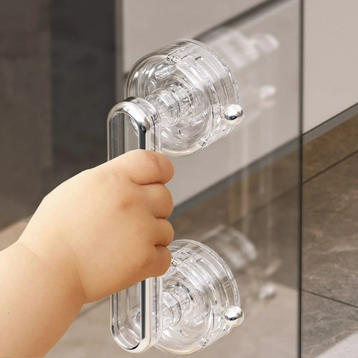 Suction Cup Glass Door Handle No Drilling Bathroom Shower Door Pull Handle Strong Grip for Window Cabinet Refrigerator - Transparent Grey - 5