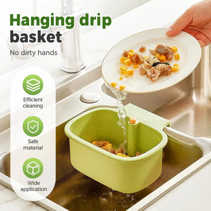 Sink Strainer Basket with Waste Filter Detachable Design Press Bottom for Kitchen Draining Filtering - Green - 2