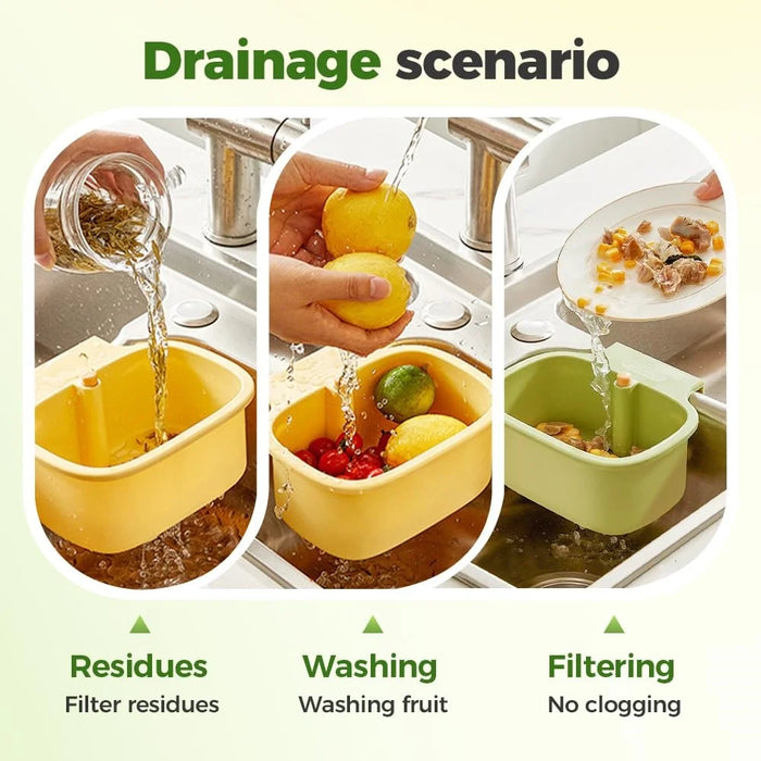 Sink Strainer Basket with Waste Filter Detachable Design Press Bottom for Kitchen Draining Filtering - Green - 3