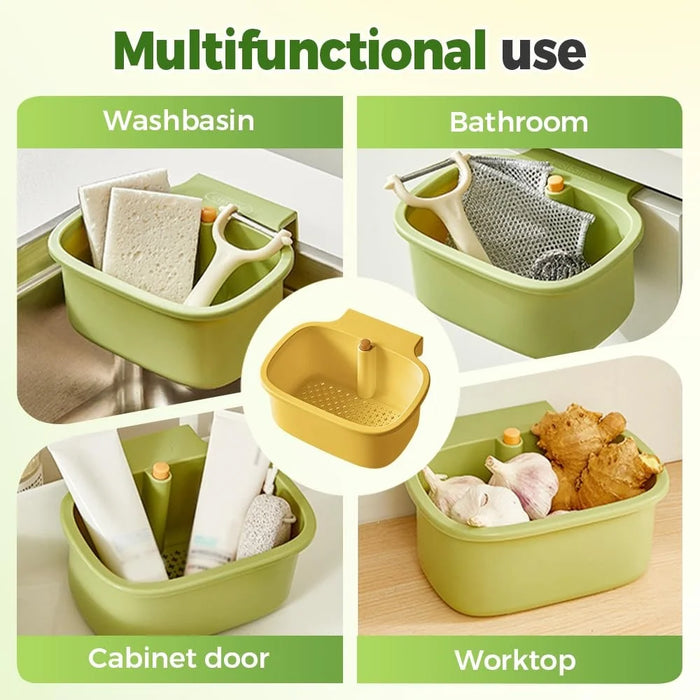 Sink Strainer Basket with Waste Filter Detachable Design Press Bottom for Kitchen Draining Filtering - Green - 5