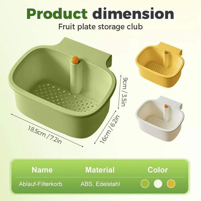 Sink Strainer Basket with Waste Filter Detachable Design Press Bottom for Kitchen Draining Filtering - Green - 6