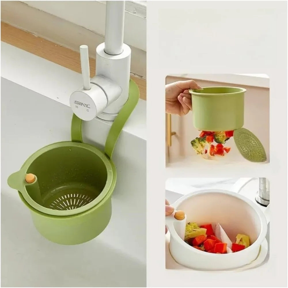 Sink Strainer Basket Hanging Food Waste Filter Fruit Vegetable Washing Drainer for Kitchen - Green - 1
