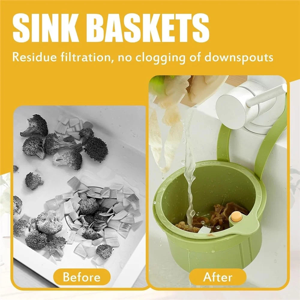 Sink Strainer Basket Hanging Food Waste Filter Fruit Vegetable Washing Drainer for Kitchen - Green - 3