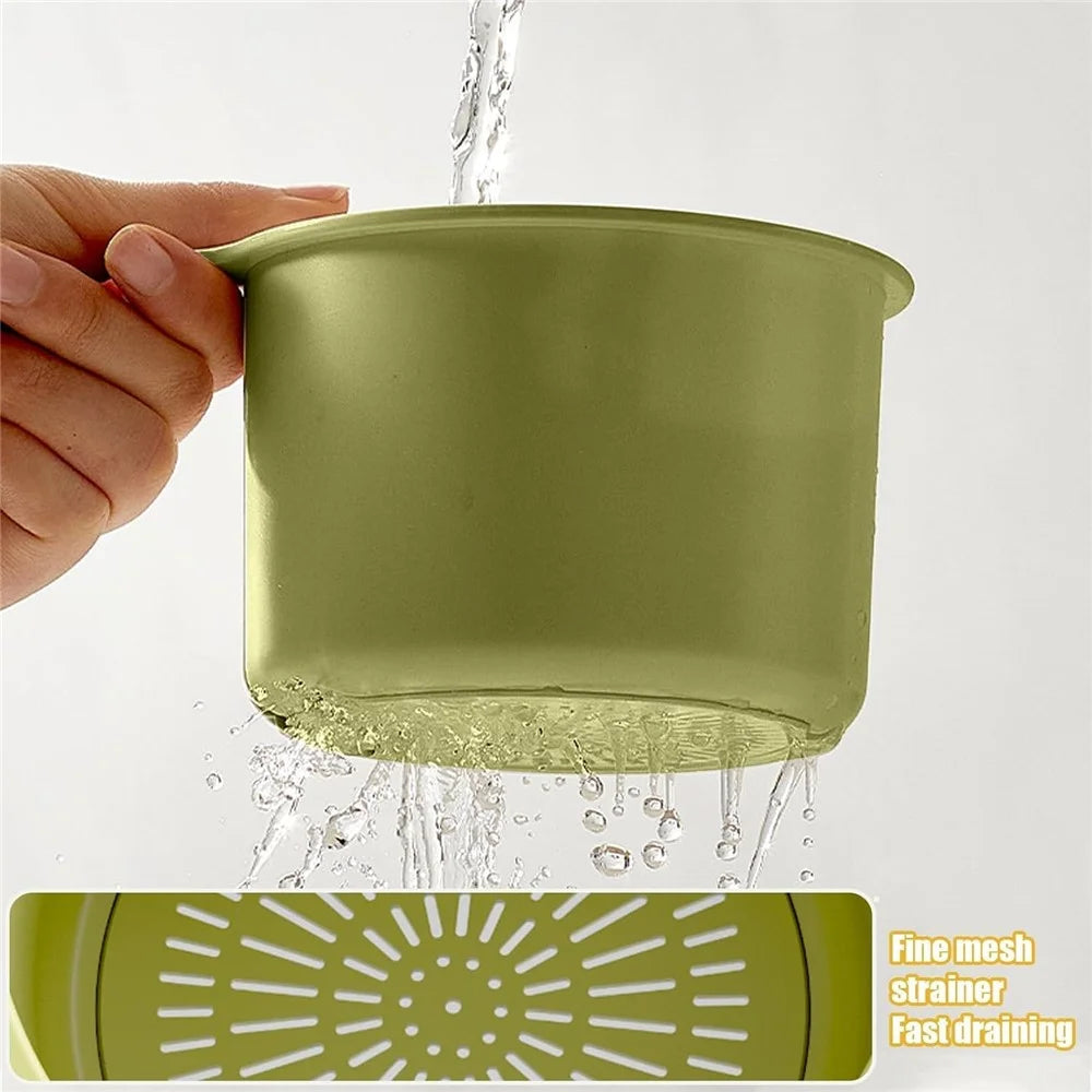 Sink Strainer Basket Hanging Food Waste Filter Fruit Vegetable Washing Drainer for Kitchen - Green - 5