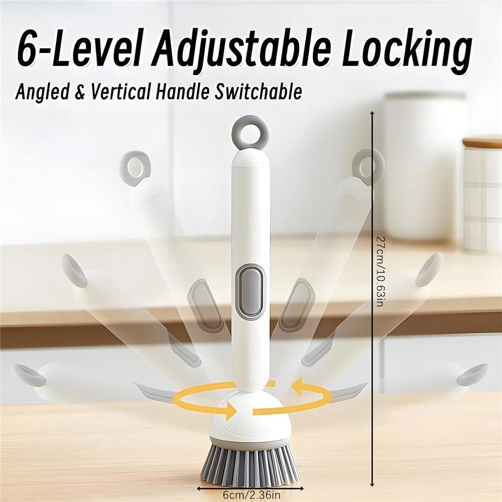 Creative Long Handle Rotating Dish Brush with Soap Dispenser for Kitchen Cleaning Pots Pans Dishwashing - Green - 4