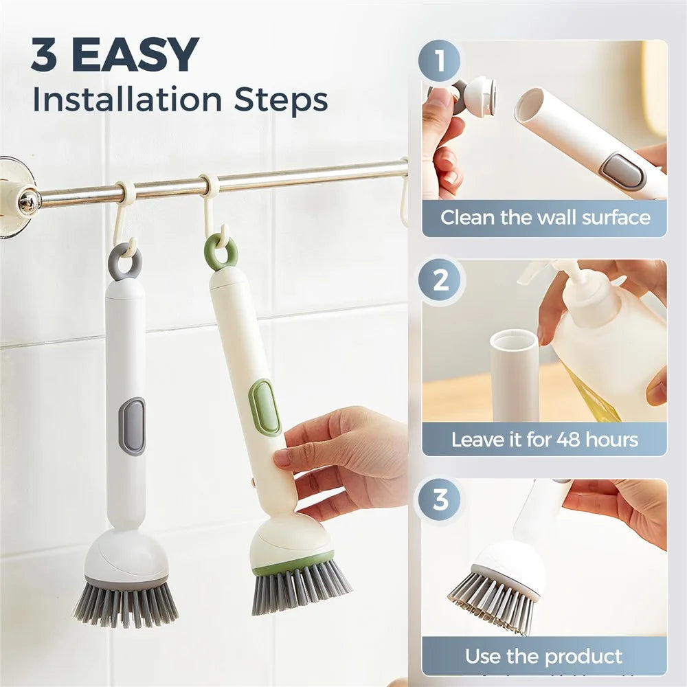 Creative Long Handle Rotating Dish Brush with Soap Dispenser for Kitchen Cleaning Pots Pans Dishwashing - Green - 7