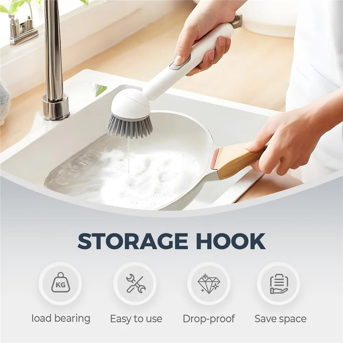 2Pcs Creative Long Handle Rotating Dish Brush with Soap Dispenser for Kitchen Cleaning Pots Pans Dishwashing - Green - 3