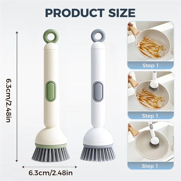 2Pcs Creative Long Handle Rotating Dish Brush with Soap Dispenser for Kitchen Cleaning Pots Pans Dishwashing - Green - 6