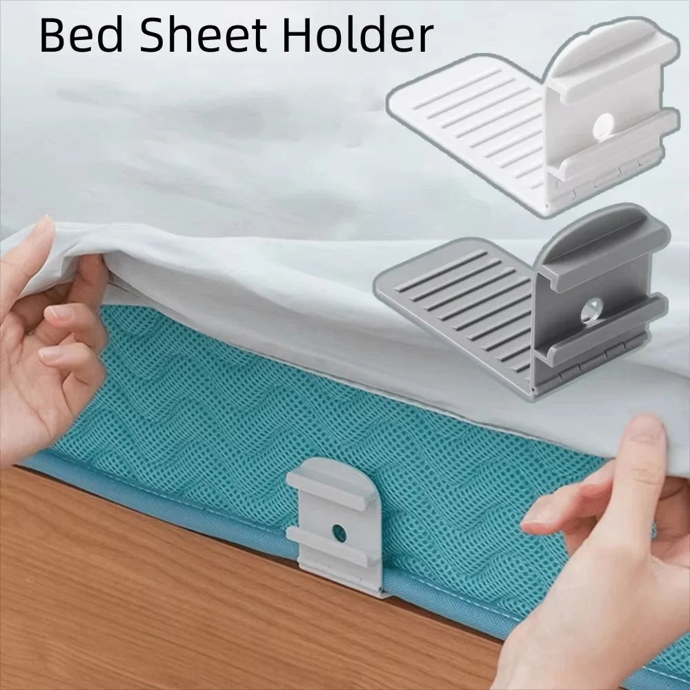 4Pcs Bed Sheet Fasteners Adjustable Clip Holders Anti Slip Gripper Straps for Mattress Covers - Grey - 3