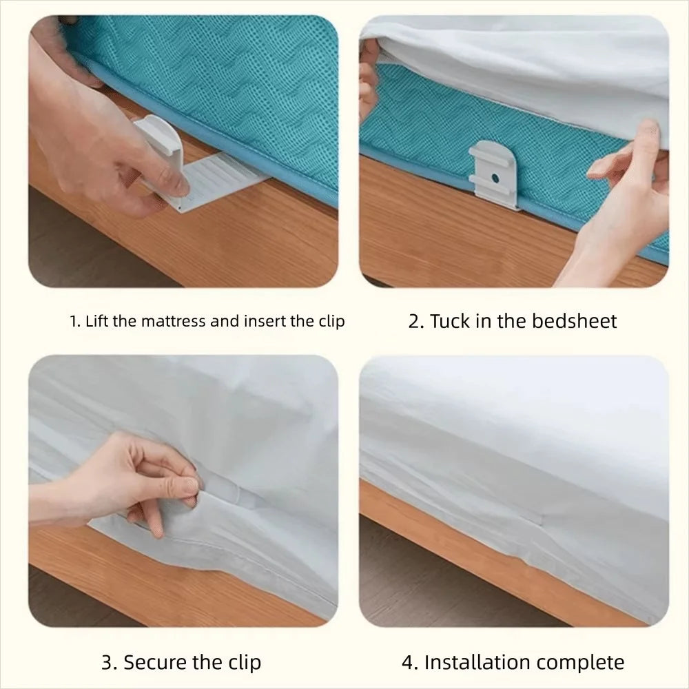 4Pcs Bed Sheet Fasteners Adjustable Clip Holders Anti Slip Gripper Straps for Mattress Covers - Grey - 7