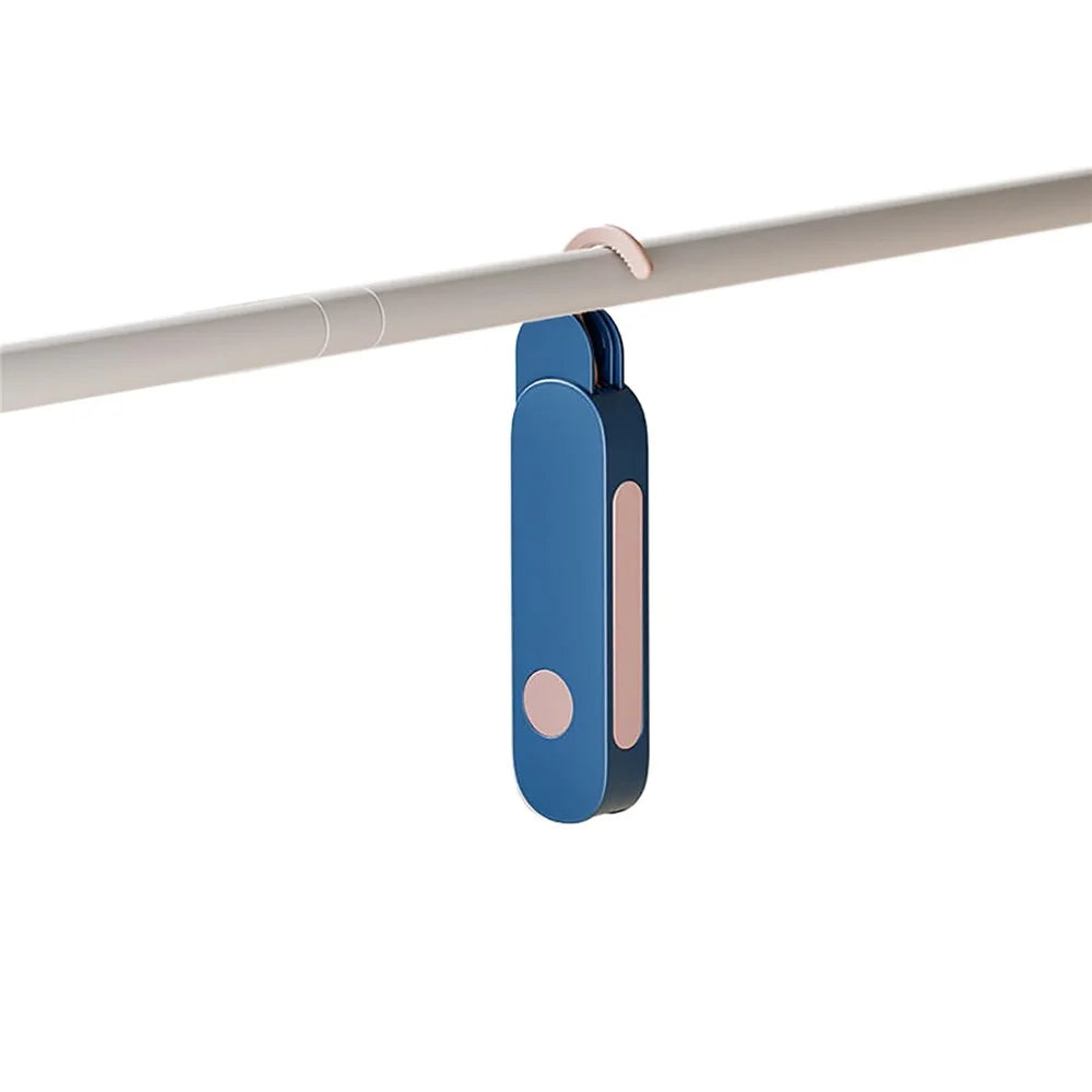 Travel Folding Clothes Hanger 7 Hole Portable Drying Rack for Hotel Business Trip Clothing Organizer - Blue - 1