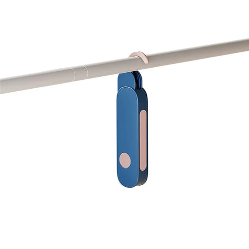 Travel Folding Clothes Hanger 7 Hole Portable Drying Rack for Hotel Business Trip Clothing Organizer - Blue - 1