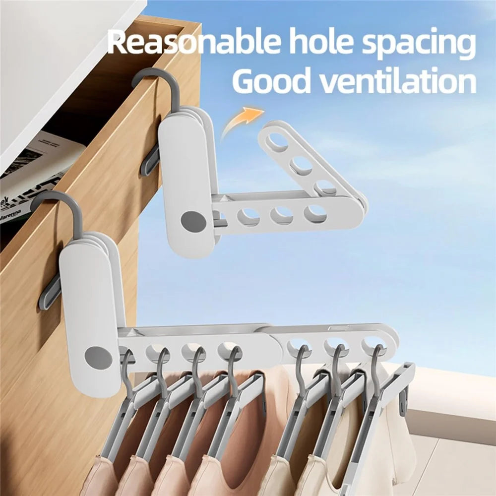 Travel Folding Clothes Hanger 7 Hole Portable Drying Rack for Hotel Business Trip Clothing Organizer - Blue - 4