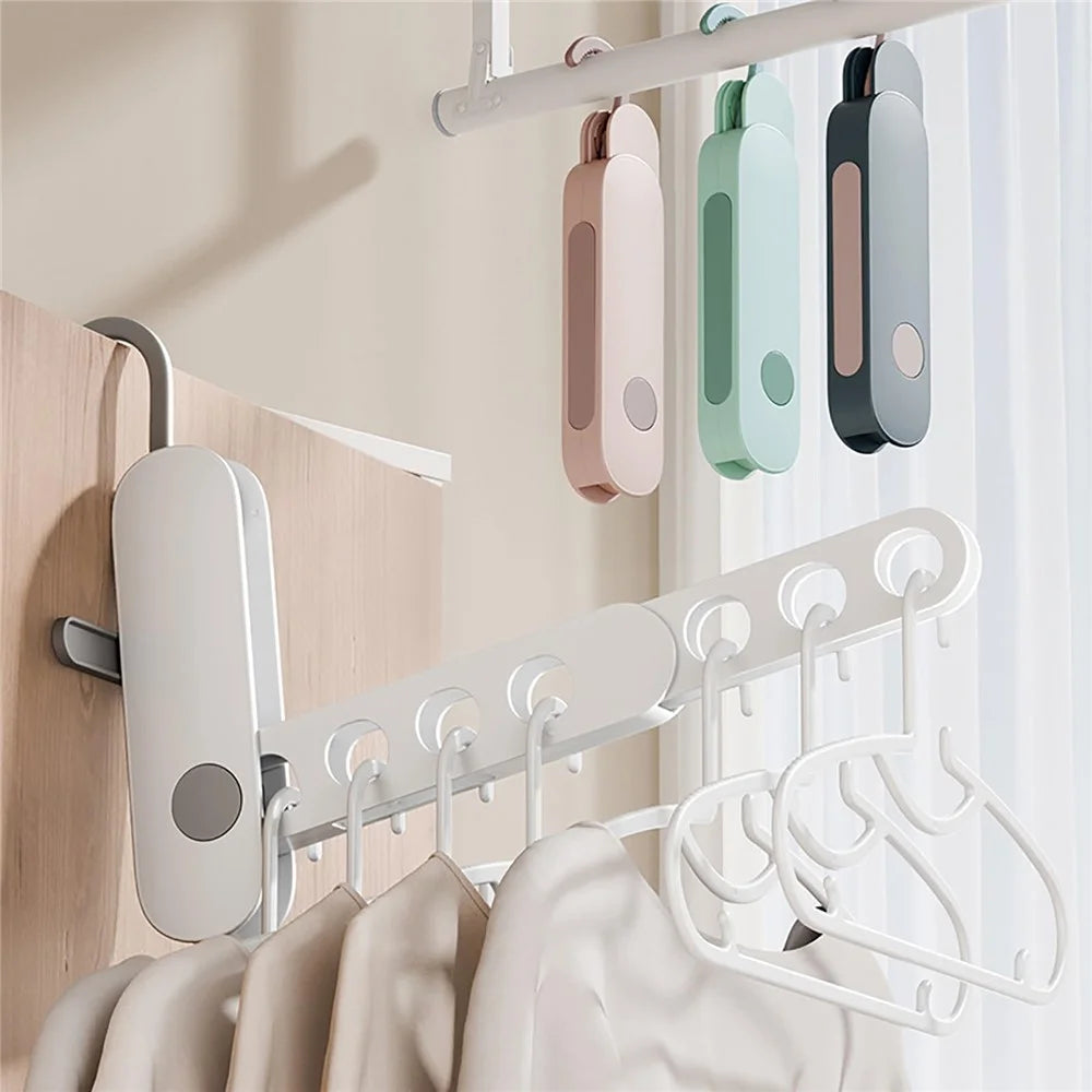 Travel Folding Clothes Hanger 7 Hole Portable Drying Rack for Hotel Business Trip Clothing Organizer - Blue - 6
