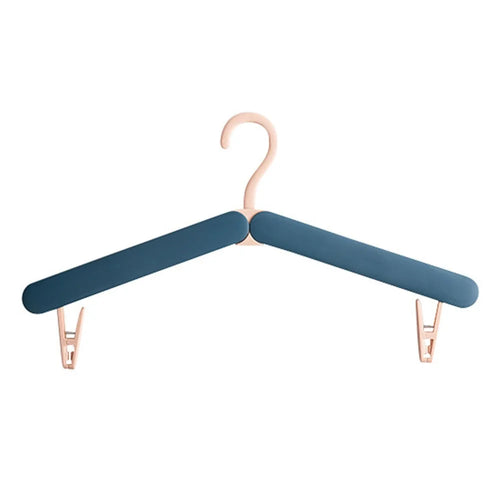 Foldable Travel Clothes Hanger Portable Drying Rack With Hidden Clips For Socks Underwear - Blue - 1