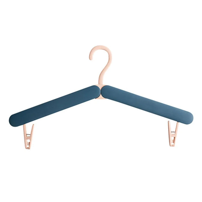 Foldable Travel Clothes Hanger Portable Drying Rack With Hidden Clips For Socks Underwear - Blue - 1