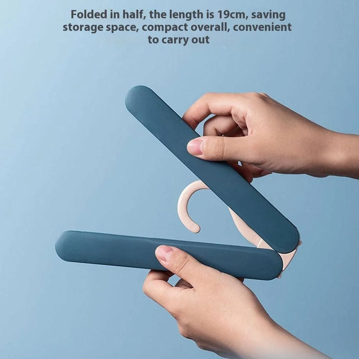 Foldable Travel Clothes Hanger Portable Drying Rack With Hidden Clips For Socks Underwear - Blue - 2