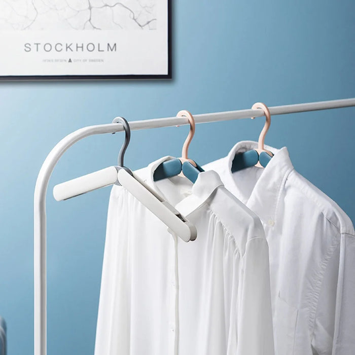 Foldable Travel Clothes Hanger Portable Drying Rack With Hidden Clips For Socks Underwear - Blue - 6