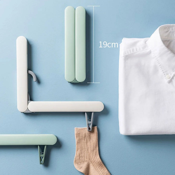 Foldable Travel Clothes Hanger Portable Drying Rack With Hidden Clips For Socks Underwear - Blue - 7