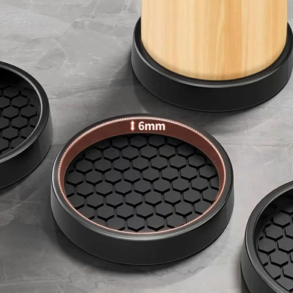 4Pcs Furniture Leg Pads 5cm Round Anti Slip Soft Feet Noise Reduction for Sofa Table Chair - Black - 2