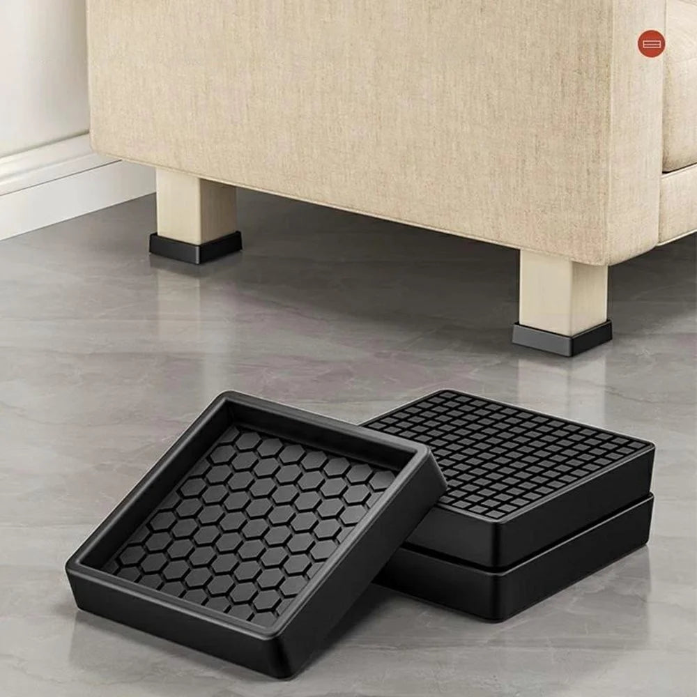 4Pcs Furniture Leg Pads 5CM Square Non Slip Soft Feet Mat Noise Reduction for Chair Table Sofa - Black - 2