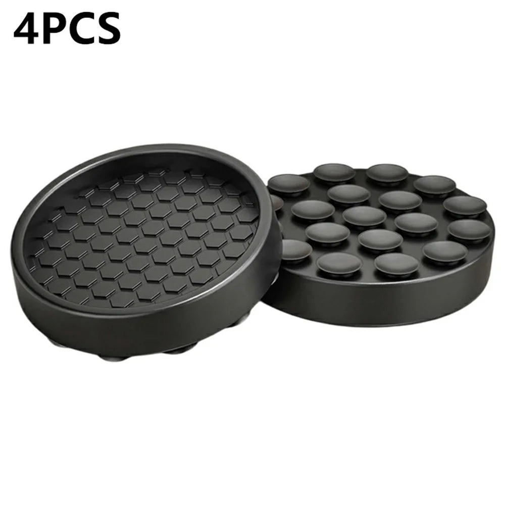 4Pcs 5CM Round Suction Cup Furniture Pads for Sofa Legs Chair Table Feet Non Slip Silicone Mat Noise Reduction - Black - 1