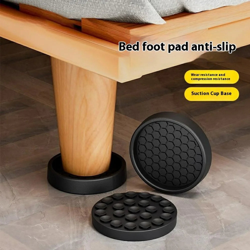 4Pcs 5CM Round Suction Cup Furniture Pads for Sofa Legs Chair Table Feet Non Slip Silicone Mat Noise Reduction - Black - 2