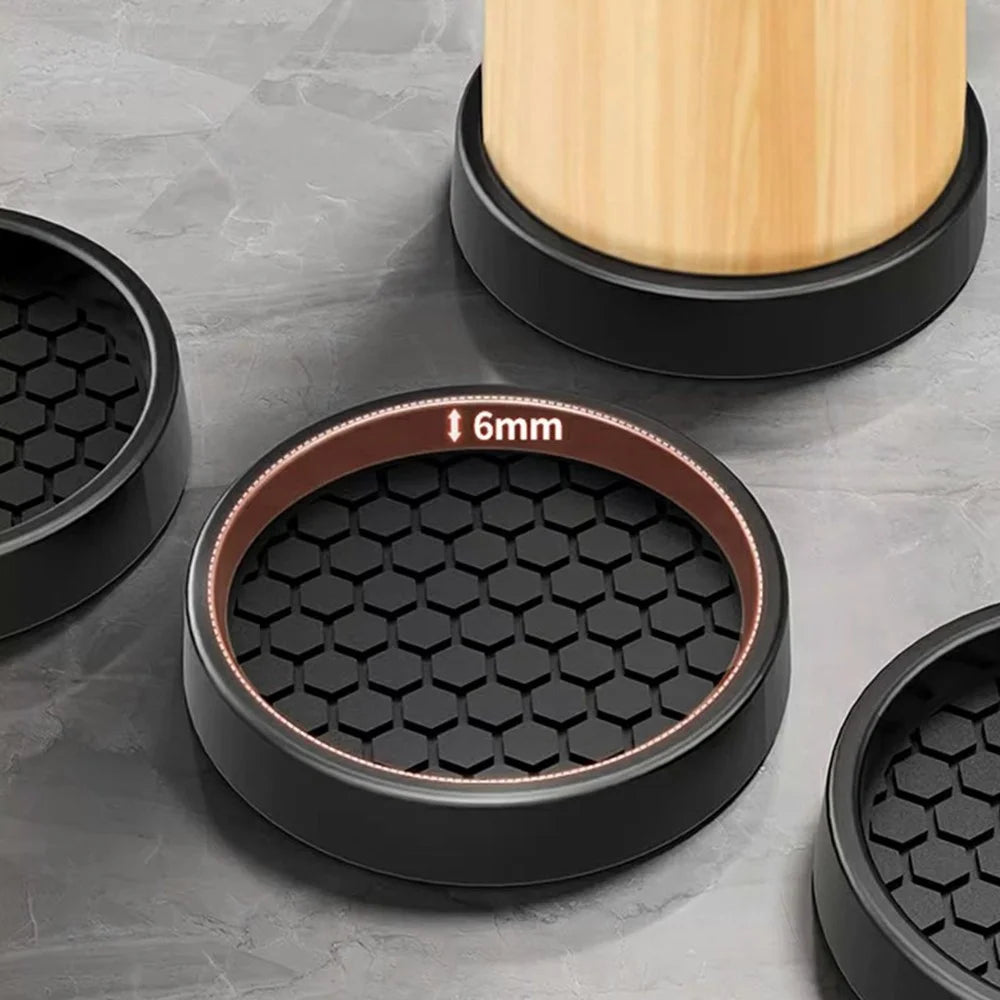 4Pcs 5CM Round Suction Cup Furniture Pads for Sofa Legs Chair Table Feet Non Slip Silicone Mat Noise Reduction - Black - 4