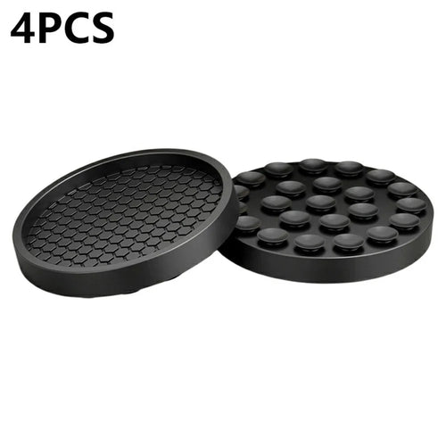 4Pcs 7.5CM Round Suction Cup Furniture Pads for Sofa Legs Chair Table Feet Non Slip Silicone Mat Noise Reduction - Black - 1