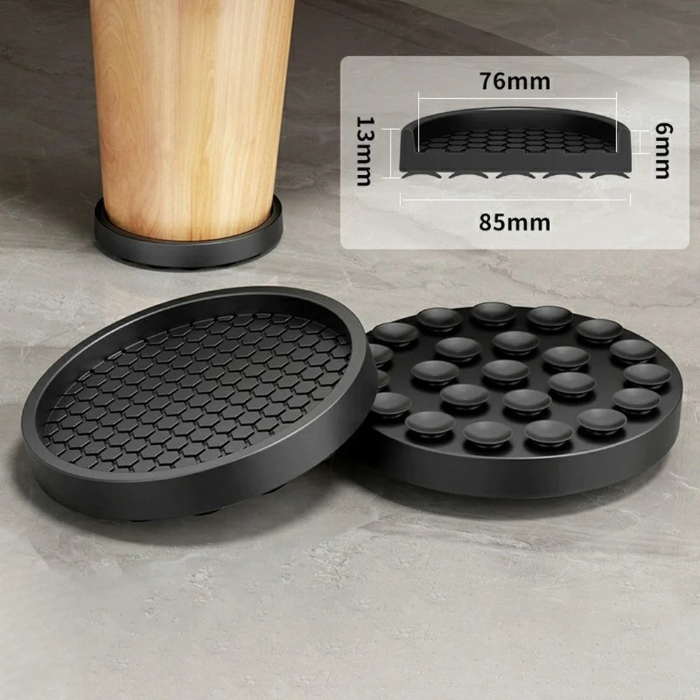4Pcs 7.5CM Round Suction Cup Furniture Pads for Sofa Legs Chair Table Feet Non Slip Silicone Mat Noise Reduction - Black - 5