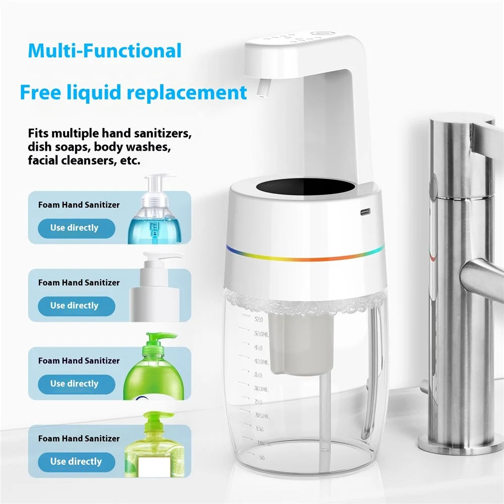 550ml Automatic Soap Dispenser Infrared Sensor Foam Dispenser with Lighting Effect for Home / Office - Foam Version - 7