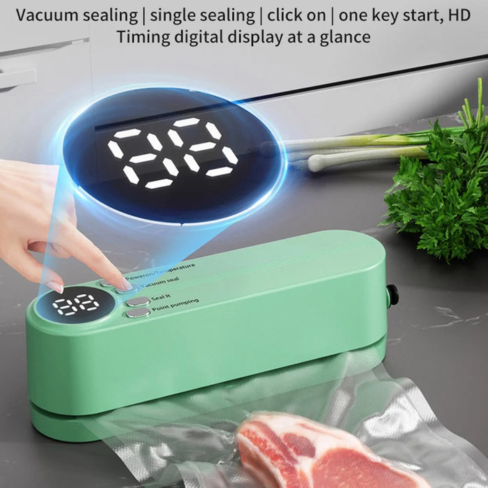 Mini Vacuum Sealer Rechargeable Food Sealing Machine Portable Packaging Device for Kitchen - Green - 4