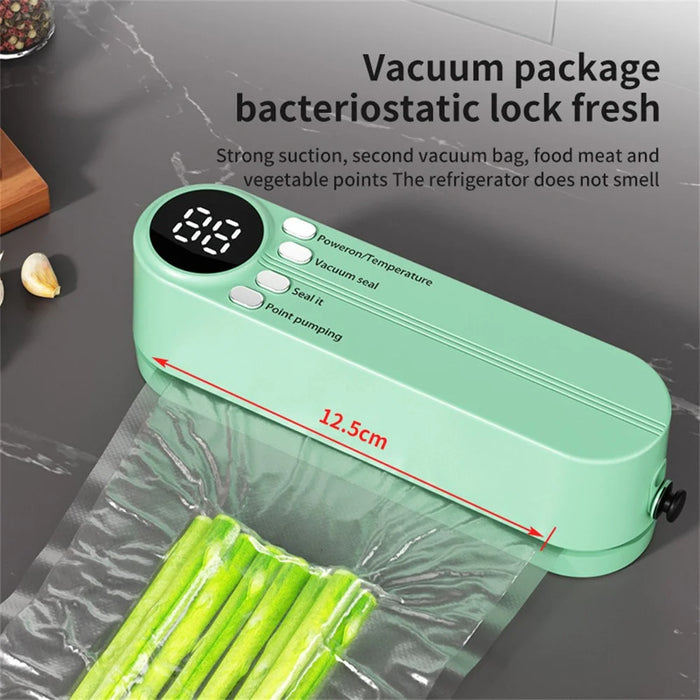 Mini Vacuum Sealer Rechargeable Food Sealing Machine Portable Packaging Device for Kitchen - Green - 5