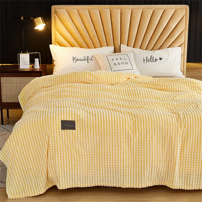 100x120cm Milk Velvet Throw Blanket Soft Warm Cozy Nap Blanket for Couch Sofa Bed - Yellow - 1