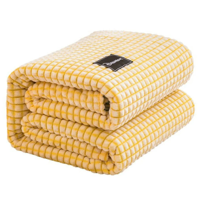 100x120cm Milk Velvet Throw Blanket Soft Warm Cozy Nap Blanket for Couch Sofa Bed - Yellow - 2