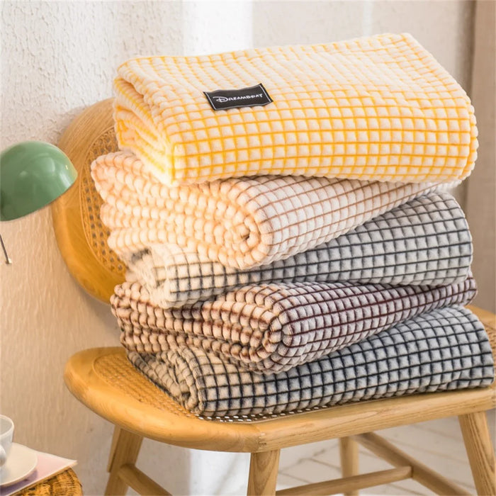 100x120cm Milk Velvet Throw Blanket Soft Warm Cozy Nap Blanket for Couch Sofa Bed - Yellow - 5