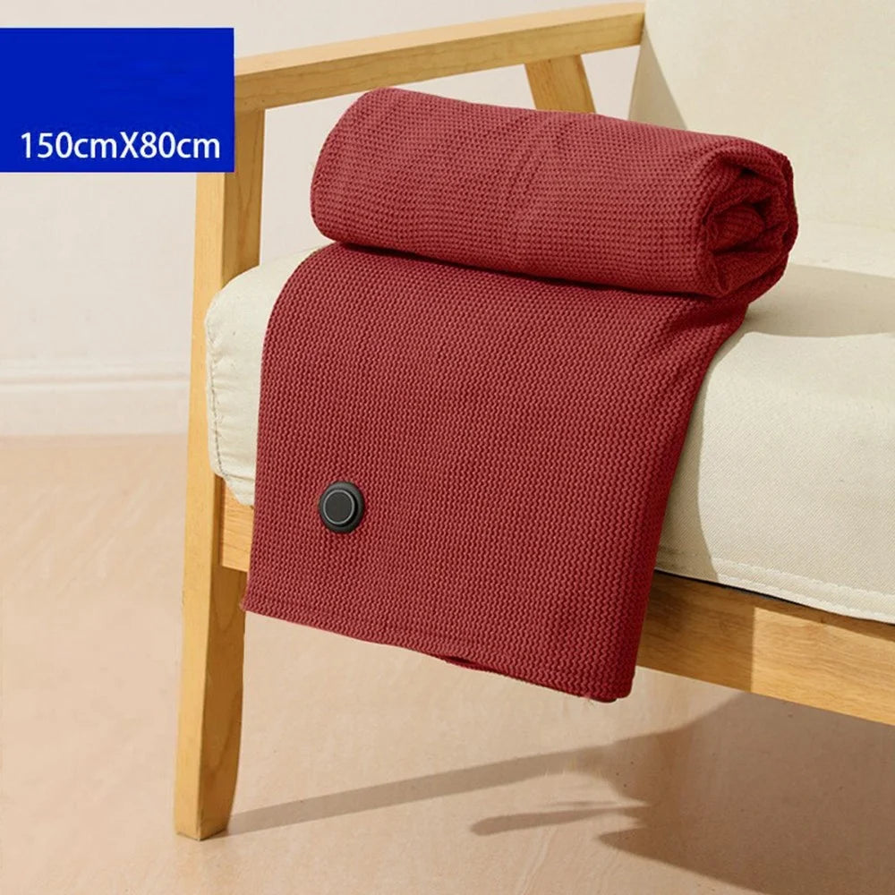 150 x 80cm USB Heated Zipper Poncho for Single Person Heating Shawl Home Office Nap Electirc Warming Blanket - Red - 2