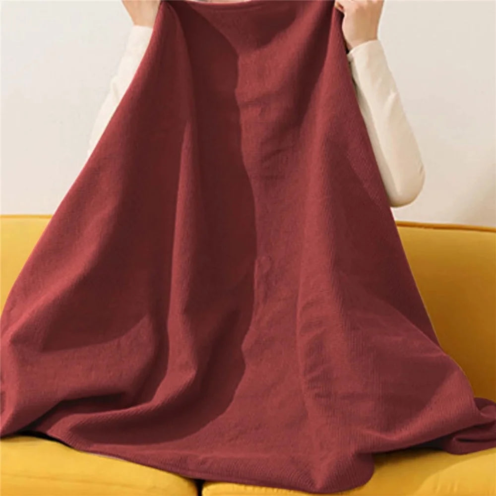 150 x 80cm USB Heated Zipper Poncho for Single Person Heating Shawl Home Office Nap Electirc Warming Blanket - Red - 5