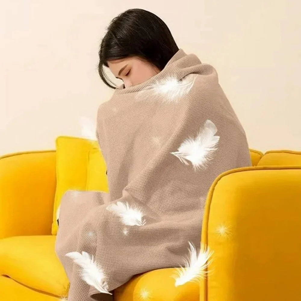150 x 80cm USB Heated Zipper Poncho for Single Person Heating Shawl Home Office Nap Electirc Warming Blanket - Red - 6