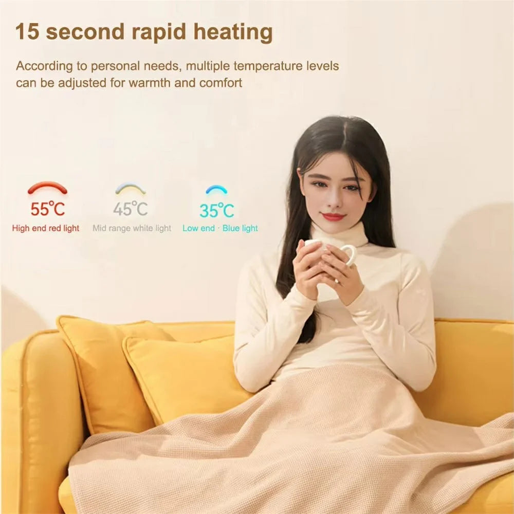 150 x 80cm USB Heated Zipper Poncho for Single Person Heating Shawl Home Office Nap Electirc Warming Blanket - Red - 7