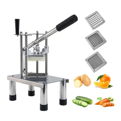 Commercial Vegetable Chopper with 3 Blades Stainless Steel French Fry Cutter for Kitchen Restaurant (BPA Free, No FDA) - 1