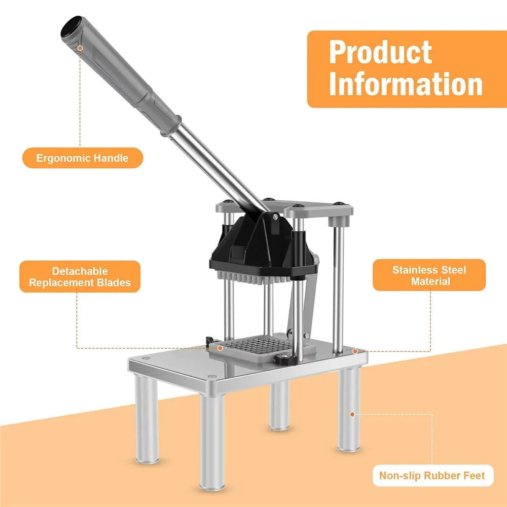 Heavy Duty French Fries Cutter with Press Handle Commercial Vegetable Fruit Slicer Dicer (BPA Free, No FDA) - 7
