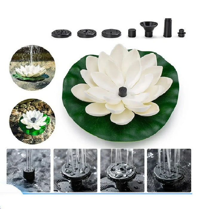 Solar Powered Floating Fountain For Outdoor Water Features Garden Pond Decorative Lotus Leaf Flower Design - White - 2