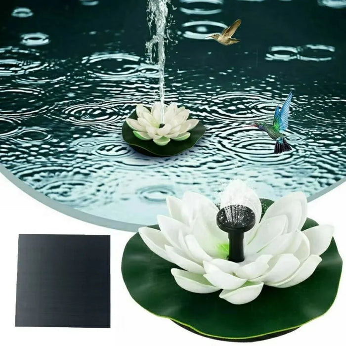 Solar Powered Floating Fountain For Outdoor Water Features Garden Pond Decorative Lotus Leaf Flower Design - White - 3