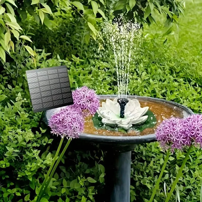 Solar Powered Floating Fountain For Outdoor Water Features Garden Pond Decorative Lotus Leaf Flower Design - White - 5