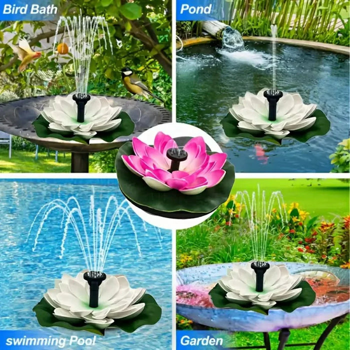 Solar Powered Floating Fountain For Outdoor Water Features Garden Pond Decorative Lotus Leaf Flower Design - White - 6