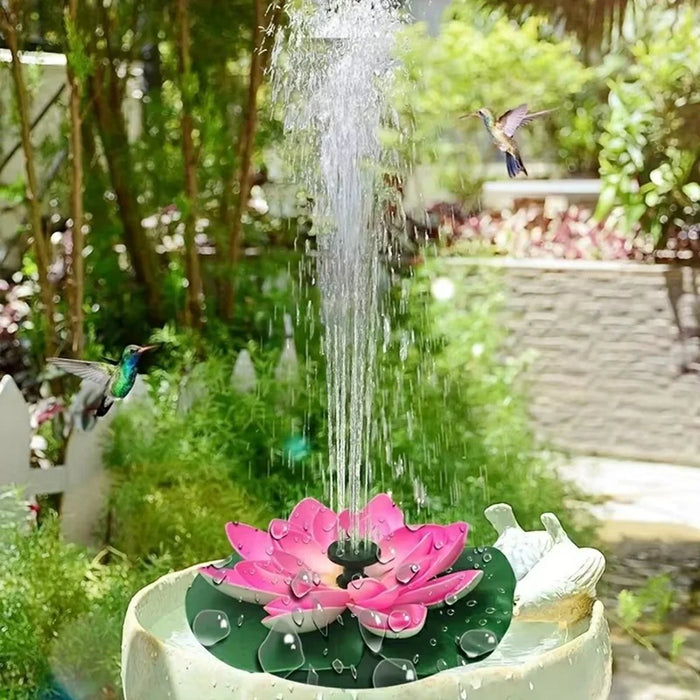 Solar Powered Floating Fountain For Outdoor Water Features Garden Pond Decorative Lotus Leaf Flower Design - White - 7