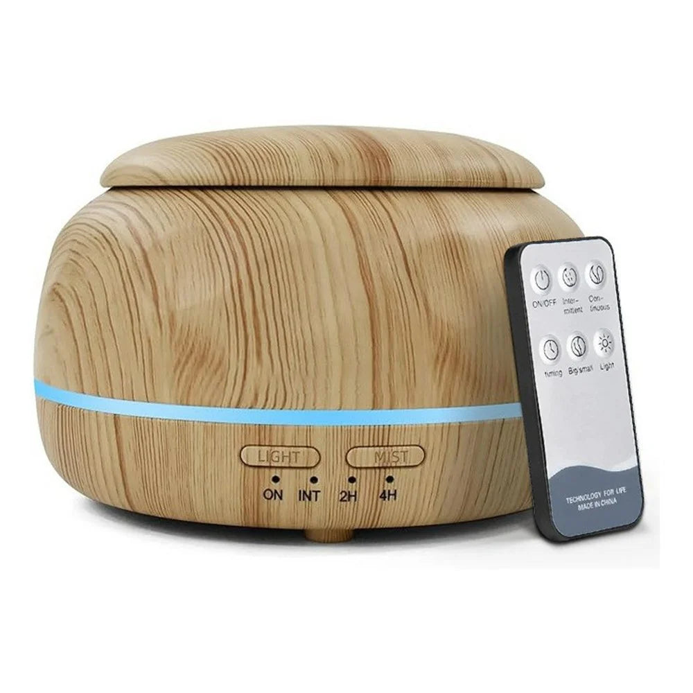 300ml Wood Grain USB Humidifier Ultrasonic Aromatherapy Diffuser Portable Essential Oil Diffuser with 7-Color Ambient Light - Wood Grain - 1
