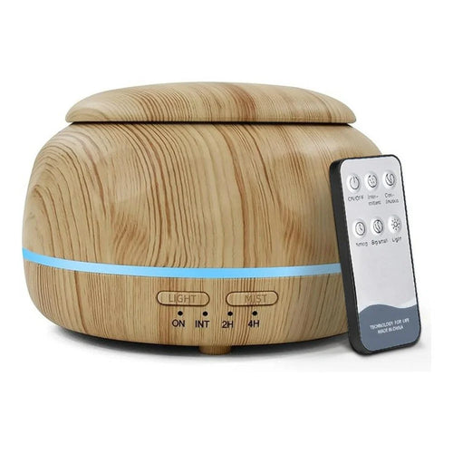 300ml Wood Grain USB Humidifier Ultrasonic Aromatherapy Diffuser Portable Essential Oil Diffuser with 7-Color Ambient Light - Wood Grain - 1